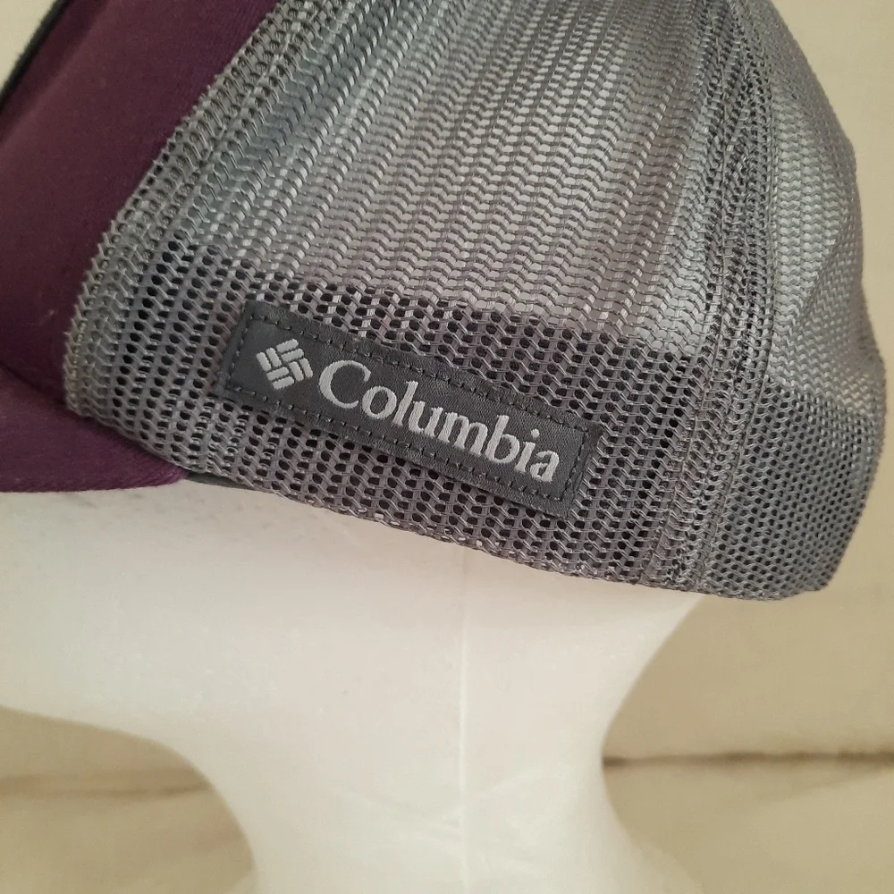 Columbia plum purple & grey logo mesh snapback trucker hat